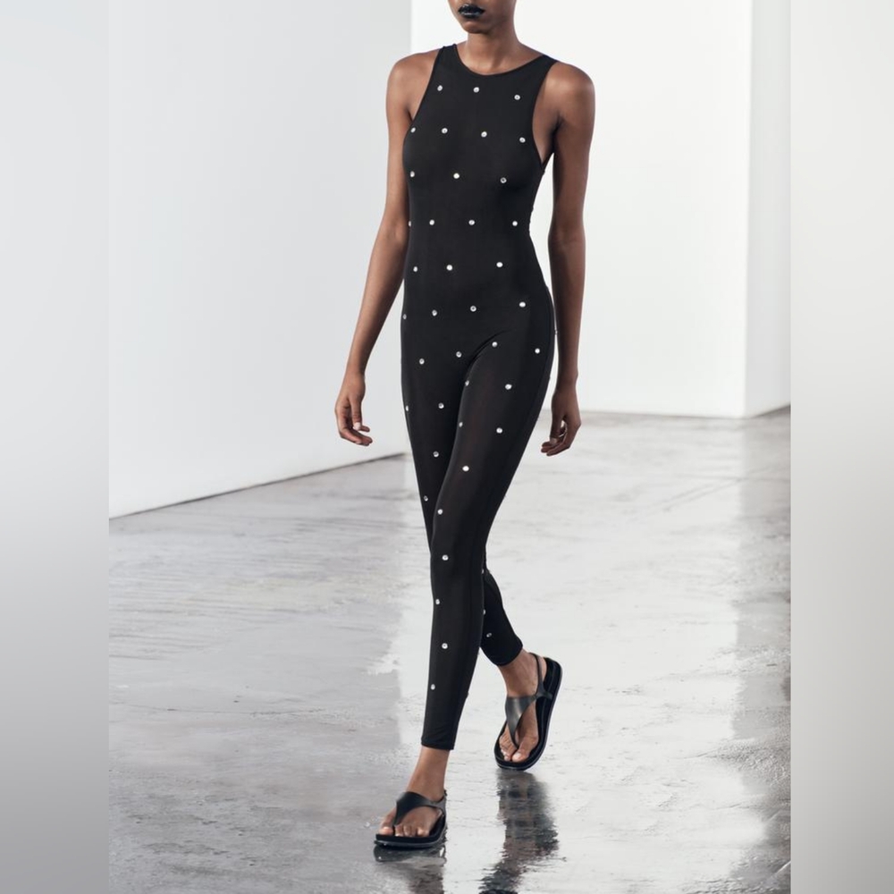 Zara Limited Edition Rhinestone Organza Jumpsuit NWT